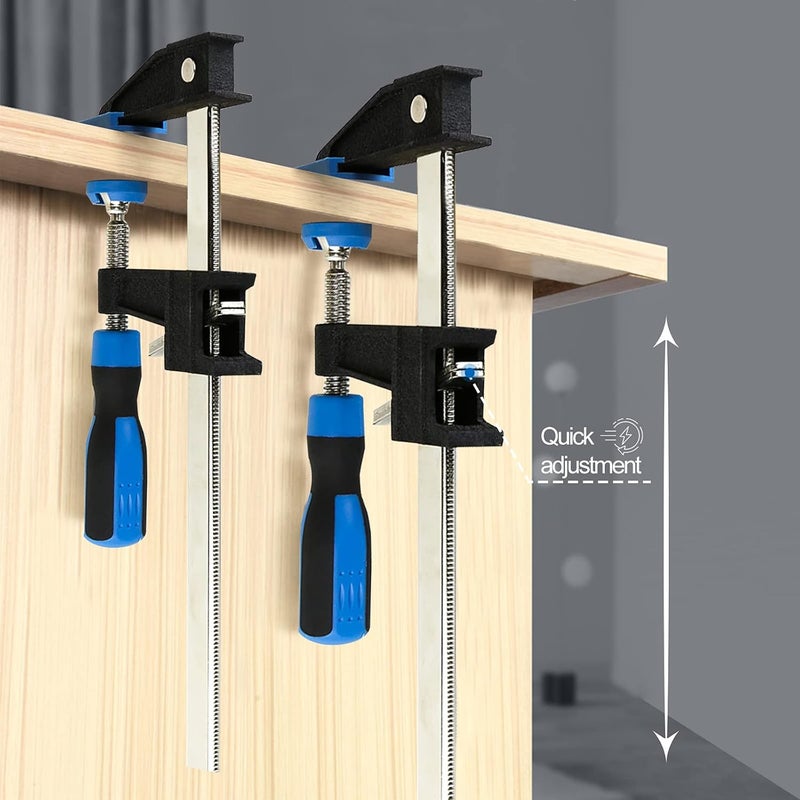 FASTORS Bar Clamps for Woodworking 24 Inch,2-Pack Wood Clamps Adjustable and Release Quickly,Throat Depth 2.5 Inch, Serrated Steel Rail,Bar Clamps Force 600 Lbs - Image 2